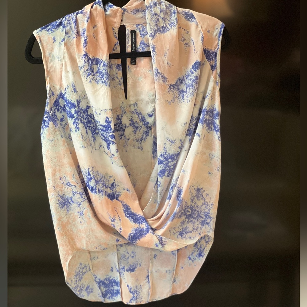 Pastel water color patterned sleeveless blouse